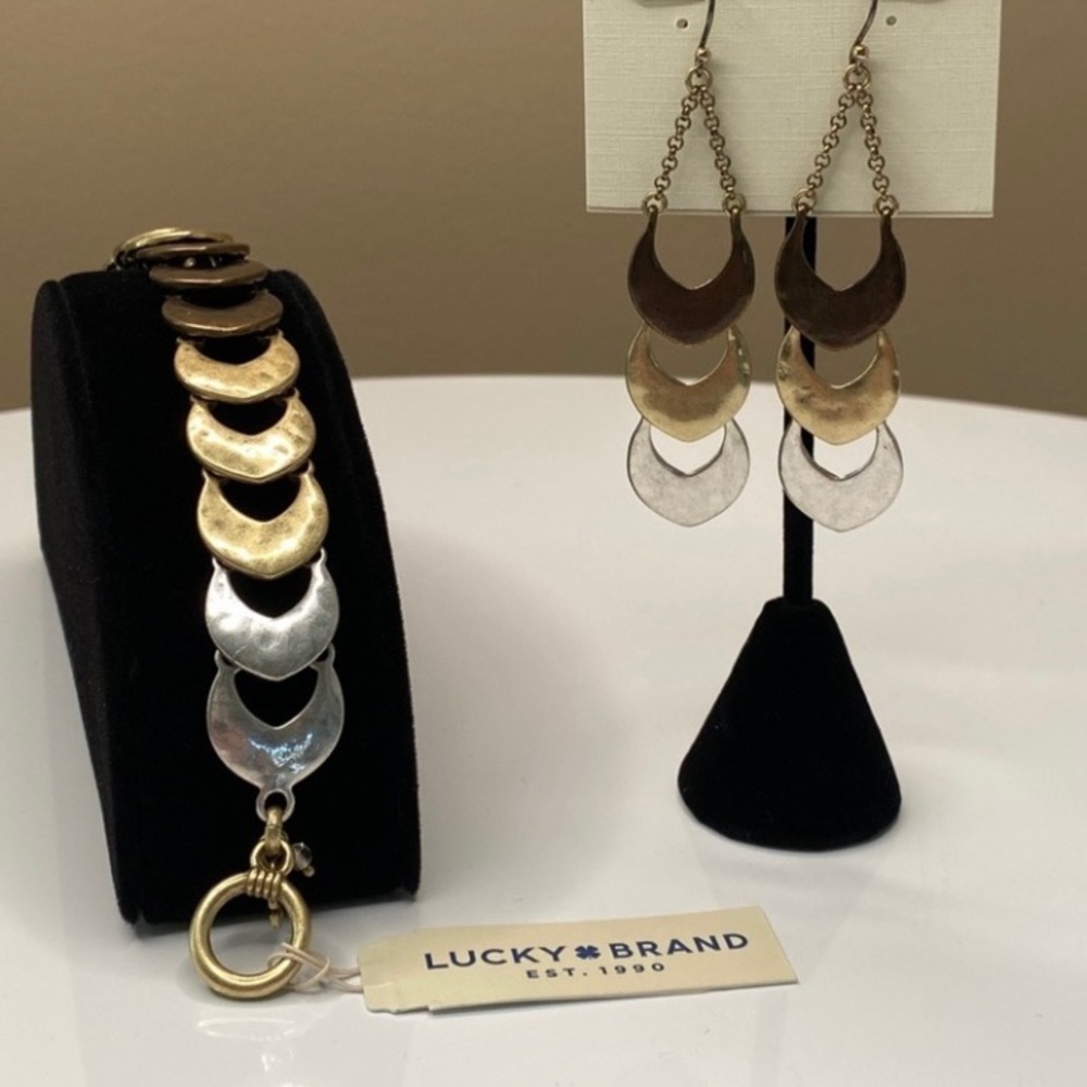 Mixed metal set Lucky brand bracelet earrings